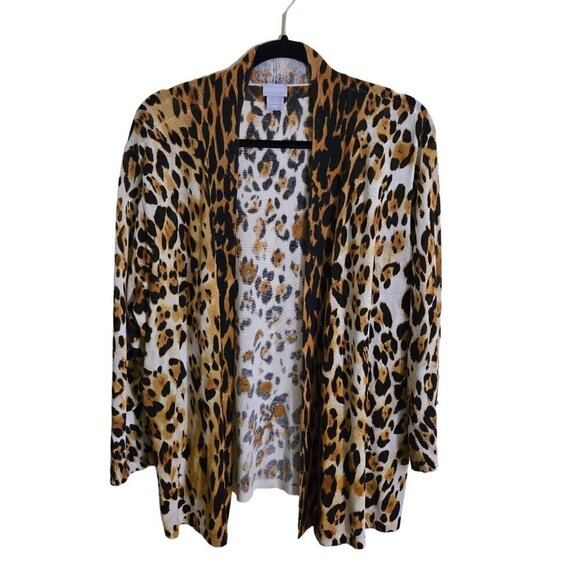 Chico's The Perfect Layer Cardigan Trending Leopard Print Size XL - Picture 2 of 7